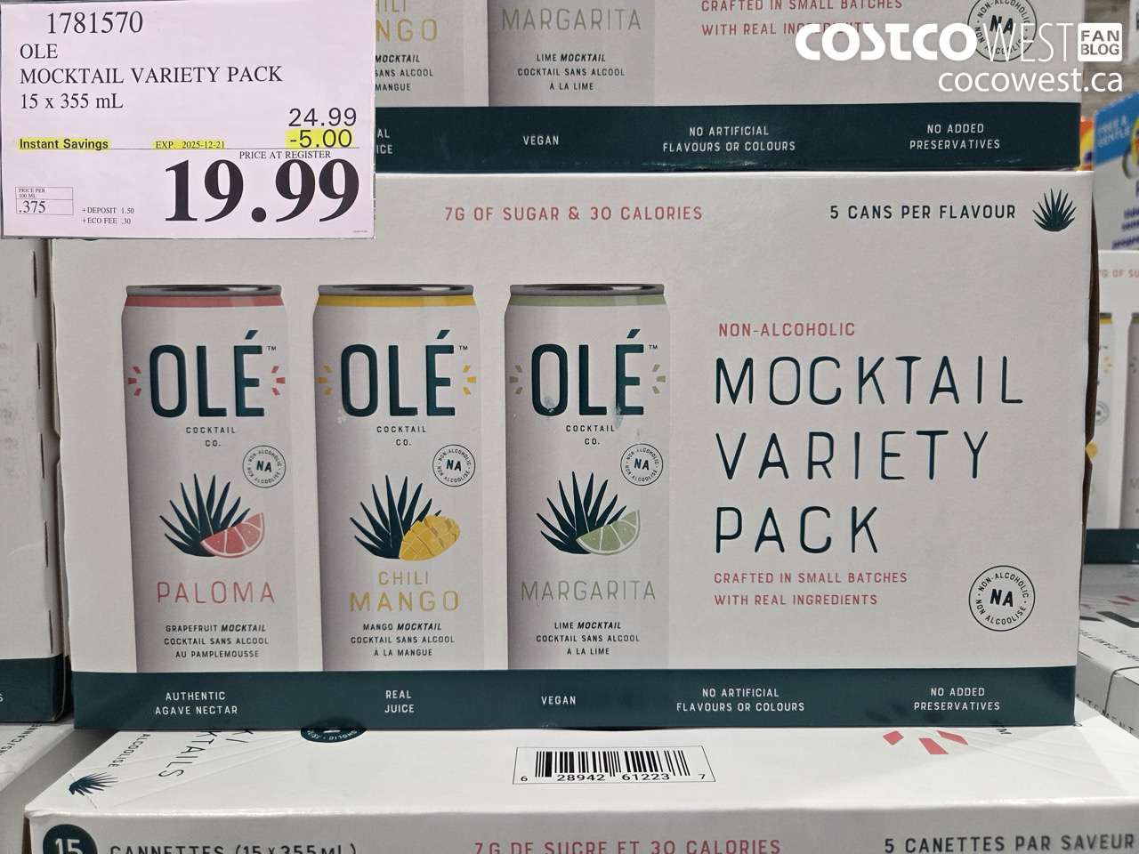 1781570 OLE MOCKTAIL VARIETY PACK 15 X 355ML ($5.00 INSTANT SAVINGS EXPIRES ON 2025-12-21) $19.99