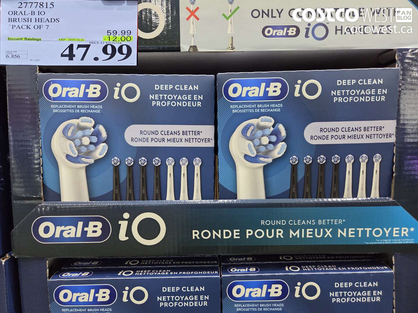2777815 ORAL-B IO BRUSH HEADS PACK OF 7 ($12.00 INSTANT SAVINGS EXPIRES ON 2025-12-21) $47.99