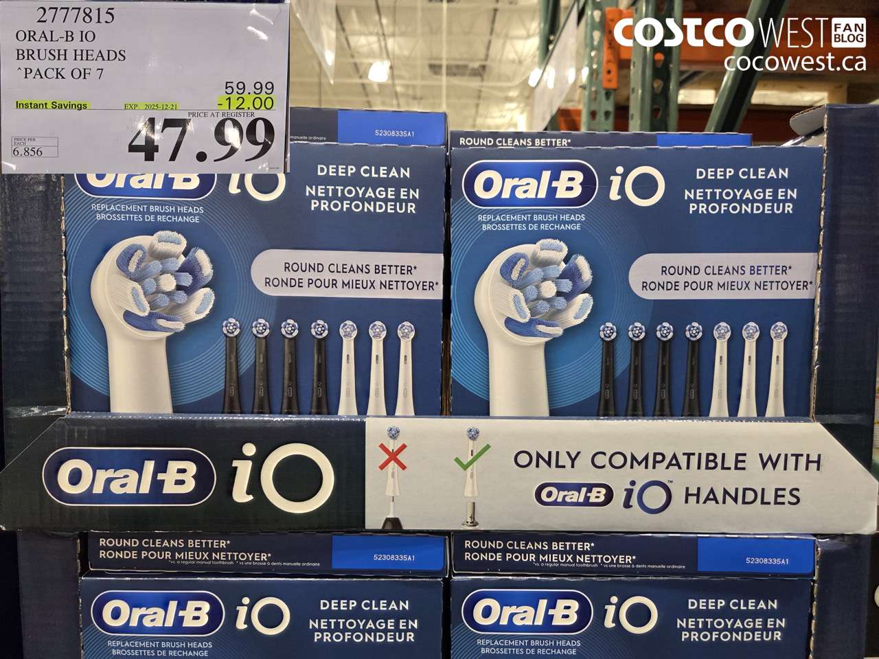 2777815 ORAL-B IO BRUSH HEADS PACK OF 7 ($12.00 INSTANT SAVINGS EXPIRES ON 2025-12-21) $47.99
