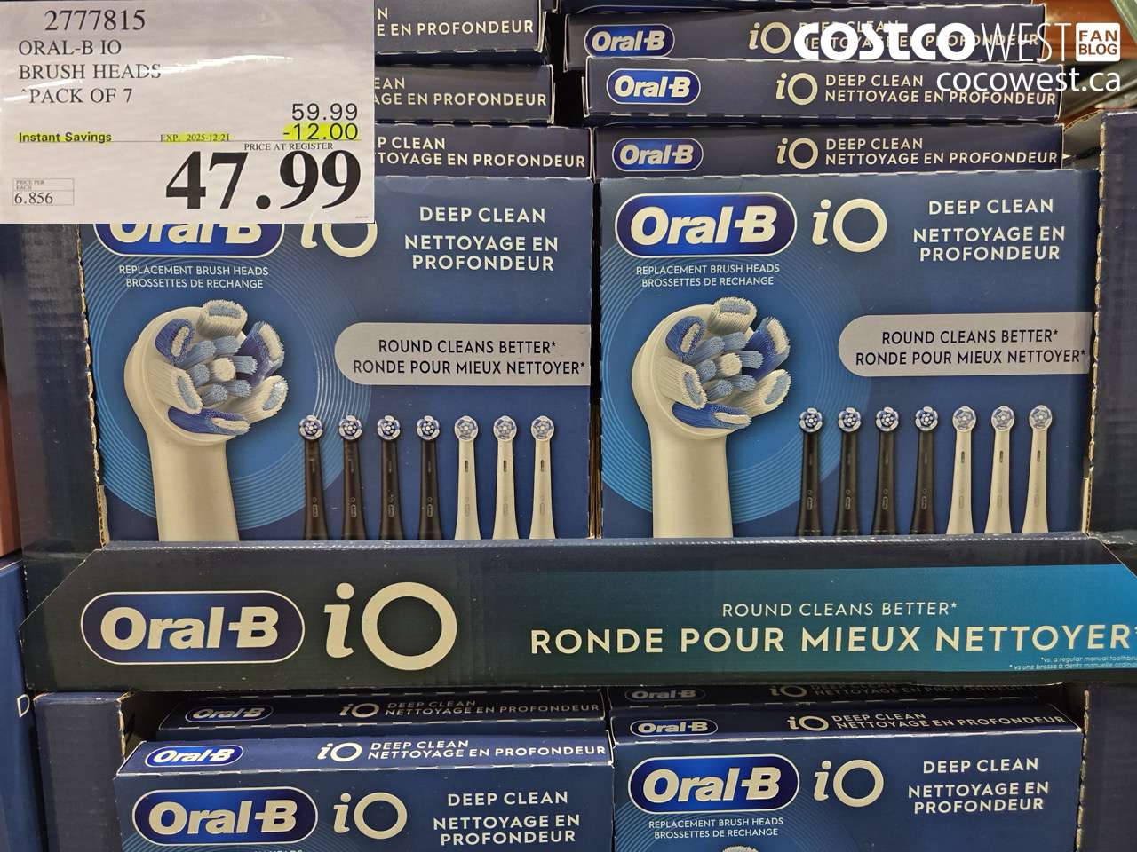 2777815 ORAL-B IO BRUSH HEADS PACK OF 7 ($12.00 INSTANT SAVINGS EXPIRES ON 2025-12-21) $47.99