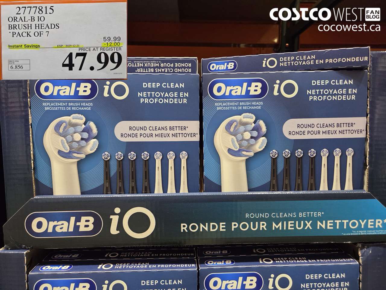 2777815 ORAL-B IO BRUSH HEADS PACK OF 7 ($12.00 INSTANT SAVINGS EXPIRES ON 2025-12-21) $47.99