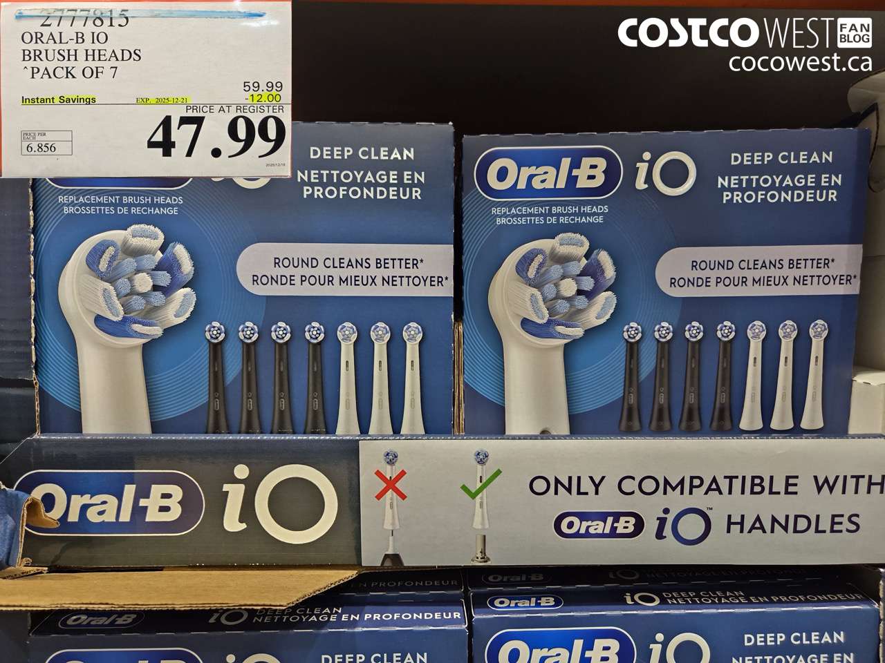 2777815 ORAL-B IO BRUSH HEADS PACK OF 7 ($12.00 INSTANT SAVINGS EXPIRES ON 2025-12-21) $47.99