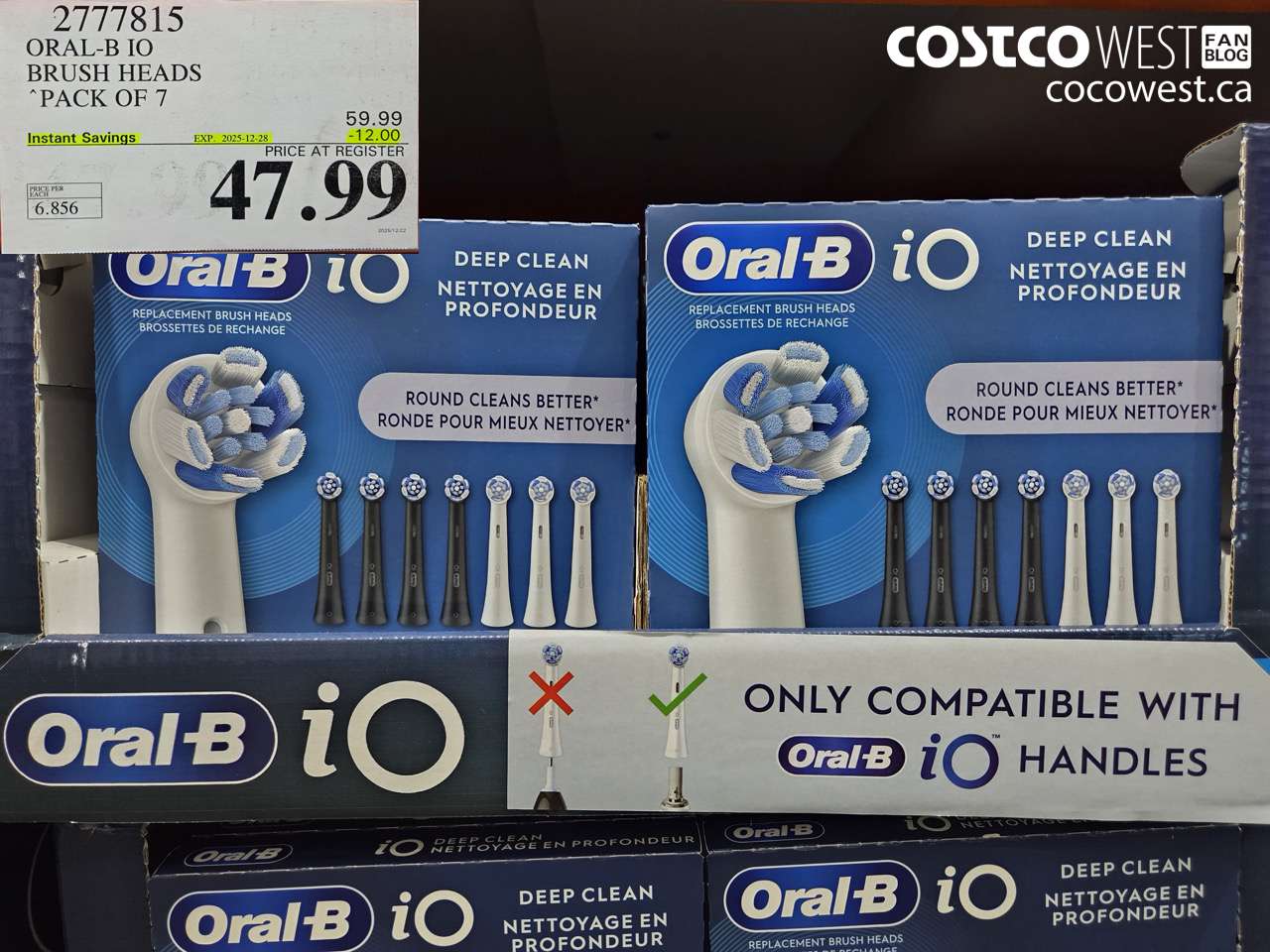 2777815 ORAL-B IO BRUSH HEADS PACK OF 7 ($12.00 INSTANT SAVINGS EXPIRES ON 2025-12-28) $47.99