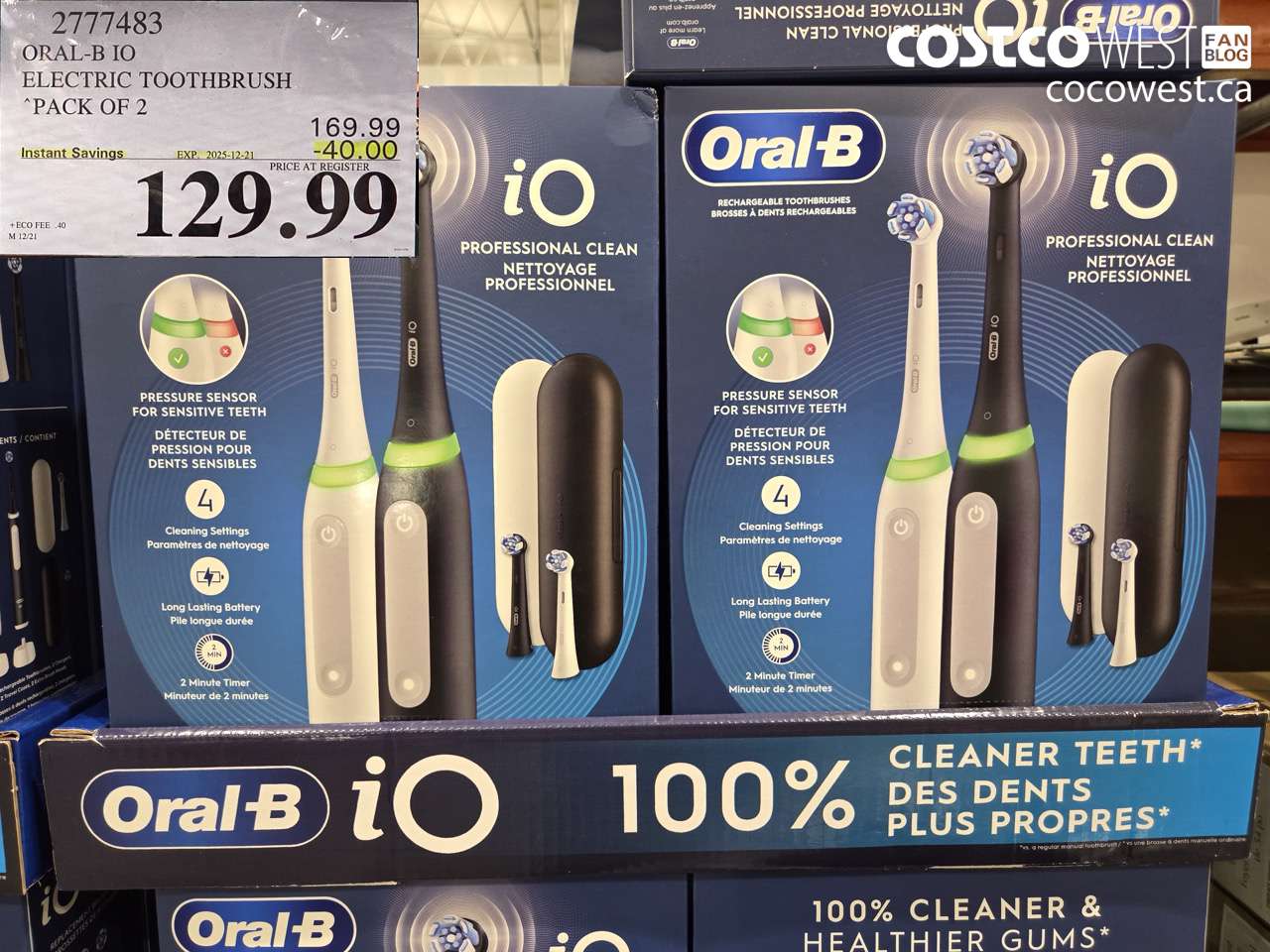 2777483 ORAL-B IO ELECTRIC TOOTHBRUSH PACK OF 2 ($40.00 INSTANT SAVINGS EXPIRES ON 2025-12-21) $129.99