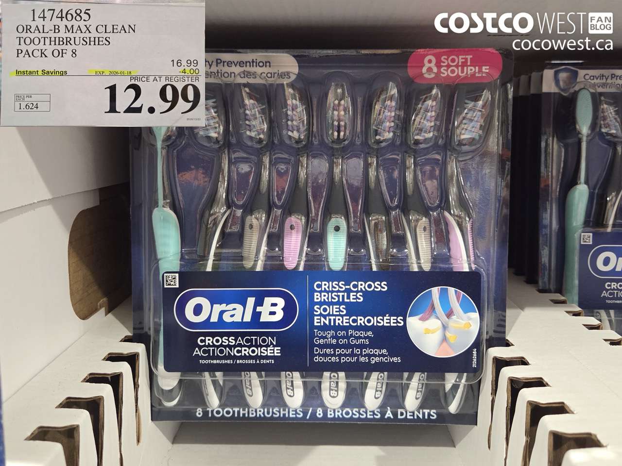 1474685 ORAL-B MAX CLEAN TOOTHBRUSHES PACK OF 8 ($4.00 INSTANT SAVINGS EXPIRES ON 2026-01-18) $12.99