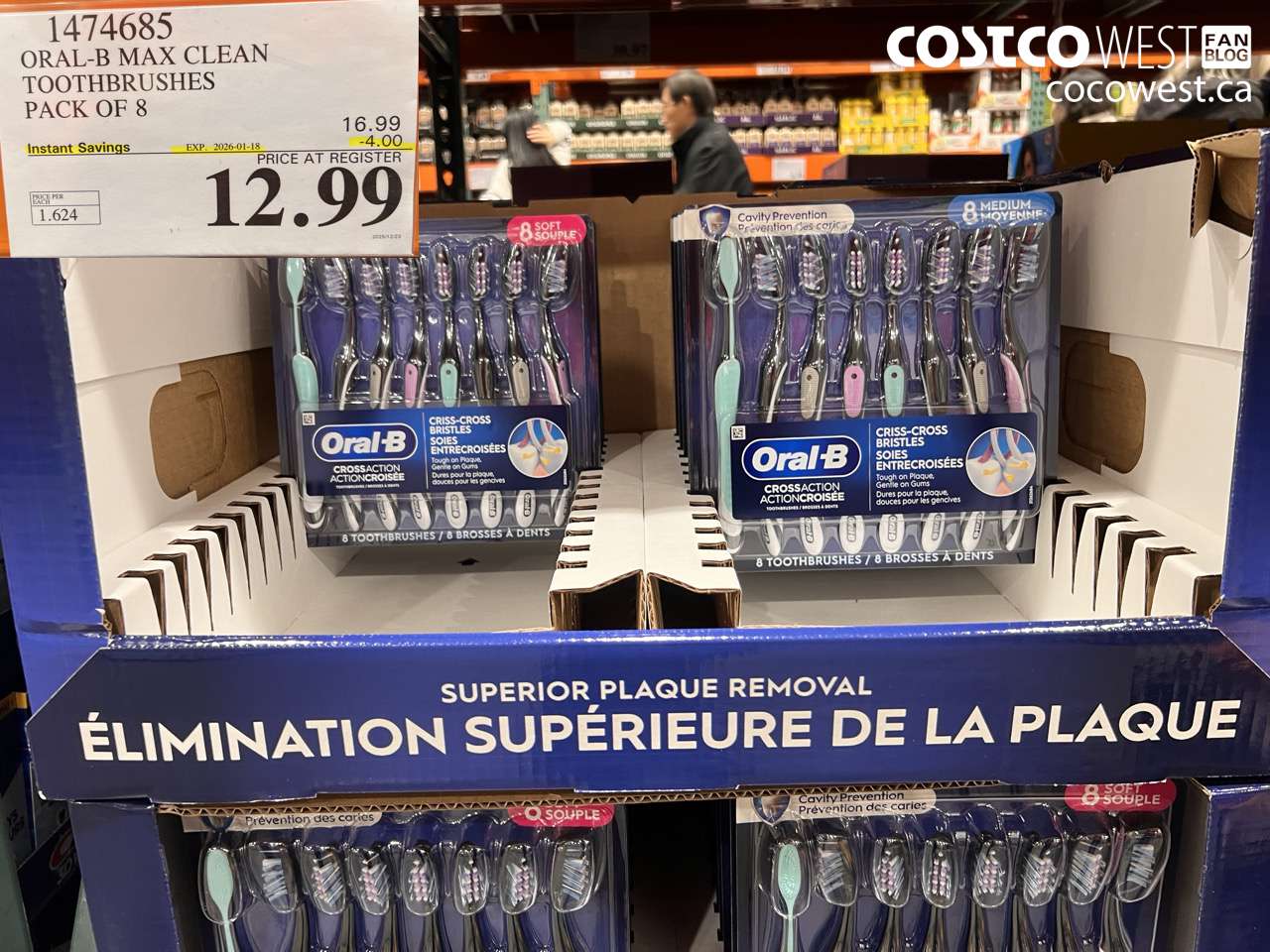 1474685 ORAL-B MAX CLEAN TOOTHBRUSHES PACK OF 8 ($4.00 INSTANT SAVINGS EXPIRES ON 2026-01-18) $12.99