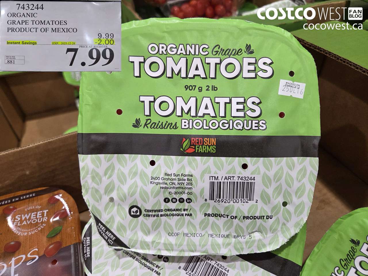 743244 ORGANIC GRAPE TOMATOES PRODUCT OF MEXICO ($2.00 INSTANT SAVINGS EXPIRES ON 2025-12-28) $7.99