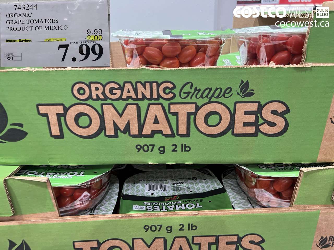 743244 ORGANIC GRAPE TOMATOES PRODUCT OF MEXICO ($2.00 INSTANT SAVINGS EXPIRES ON 2026-01-11) $7.99