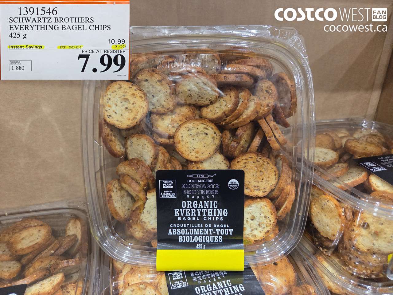 1391546 ORGANIC SCHWARTZ EVERYTHING BAGEL CHIPS 425G ($3.00 INSTANT SAVINGS EXPIRES ON 2025-12-21) $7.99