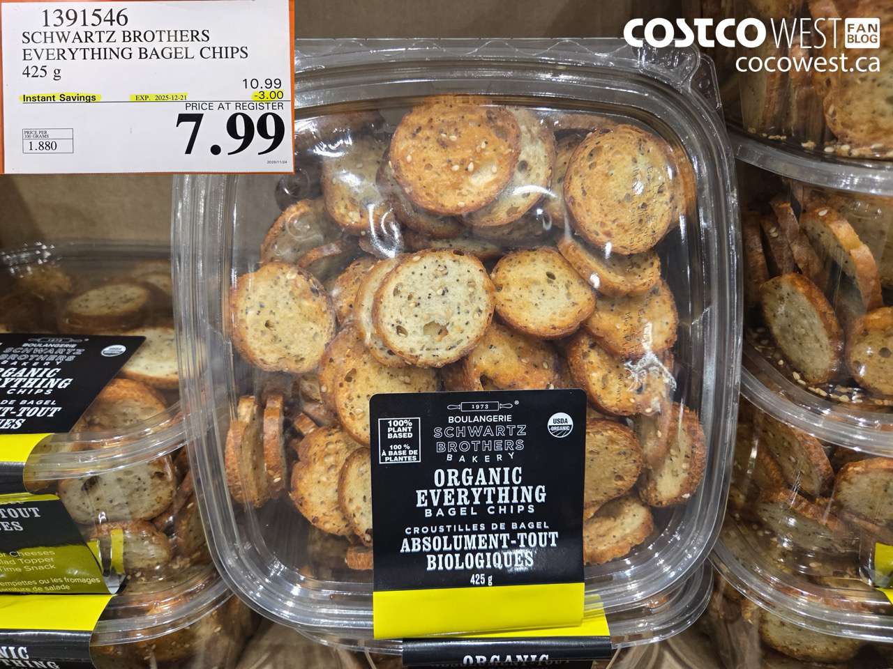 1391546 ORGANIC SCHWARTZ EVERYTHING BAGEL CHIPS 425G ($3.00 INSTANT SAVINGS EXPIRES ON 2025-12-21) $7.99