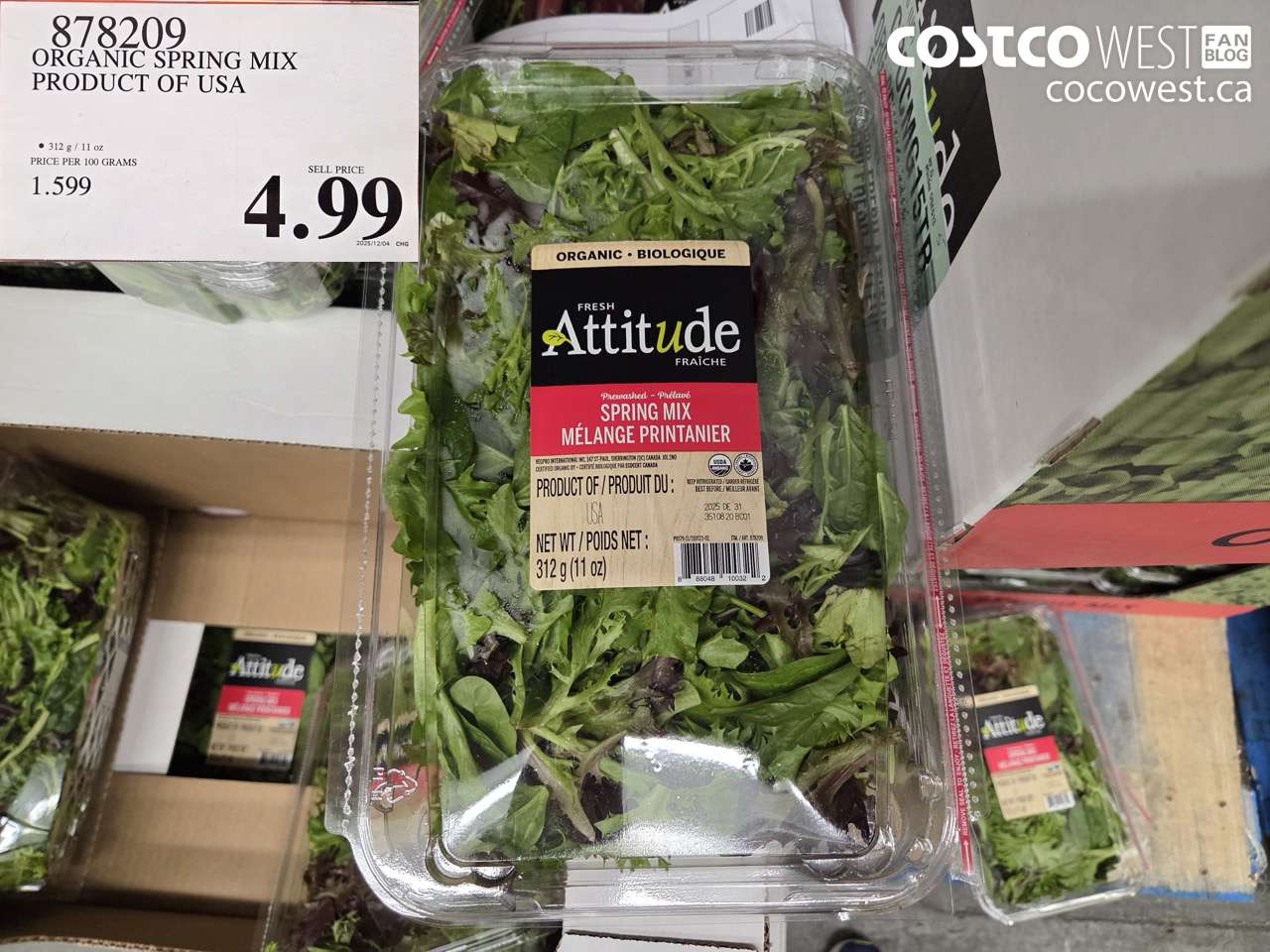 878209 ORGANIC SPRING MIX PRODUCT OF USA $4.99