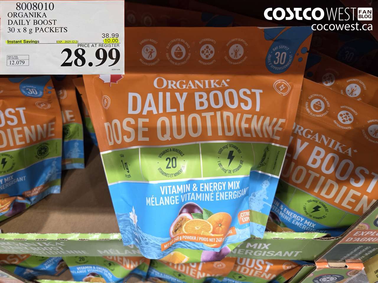 8008010 ORGANIKA DAILY BOOST 30 X 8G PACKETS ($10.00 INSTANT SAVINGS EXPIRES ON 2025-12-21) $28.99