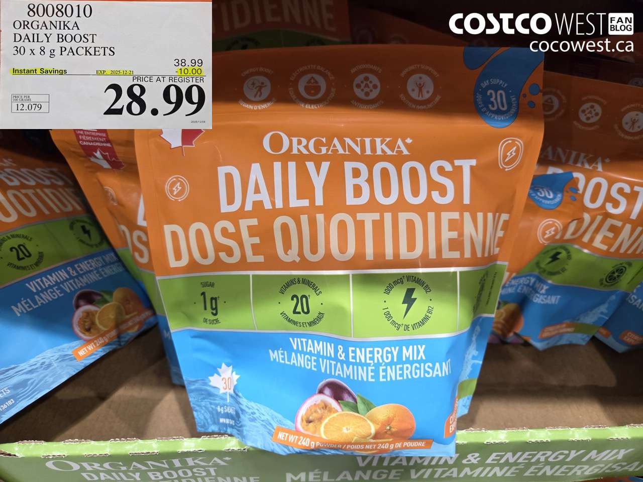 8008010 ORGANIKA DAILY BOOST 30 X 8G PACKETS ($10.00 INSTANT SAVINGS EXPIRES ON 2025-12-21) $28.99