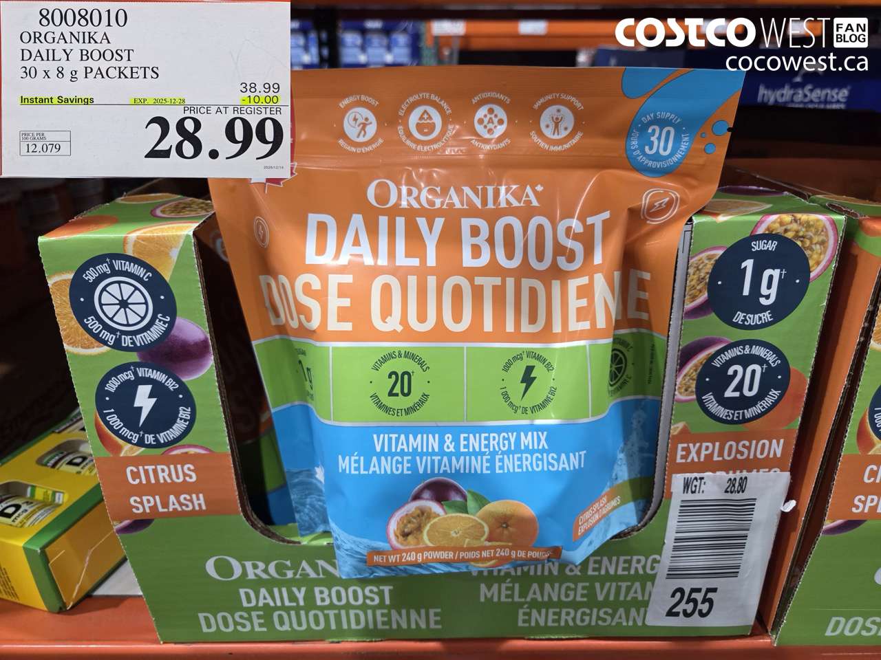 8008010 ORGANIKA DAILY BOOST 30 X 8G PACKETS ($10.00 INSTANT SAVINGS EXPIRES ON 2025-12-28) $28.99