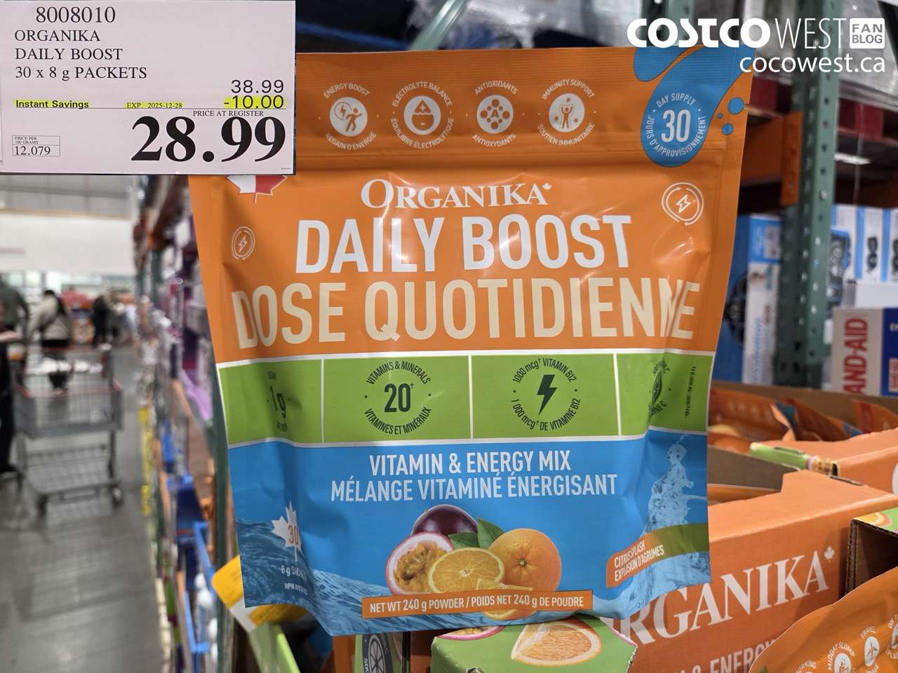 8008010 ORGANIKA DAILY BOOST 30 X 8G PACKETS ($10.00 INSTANT SAVINGS EXPIRES ON 2025-12-28) $28.99