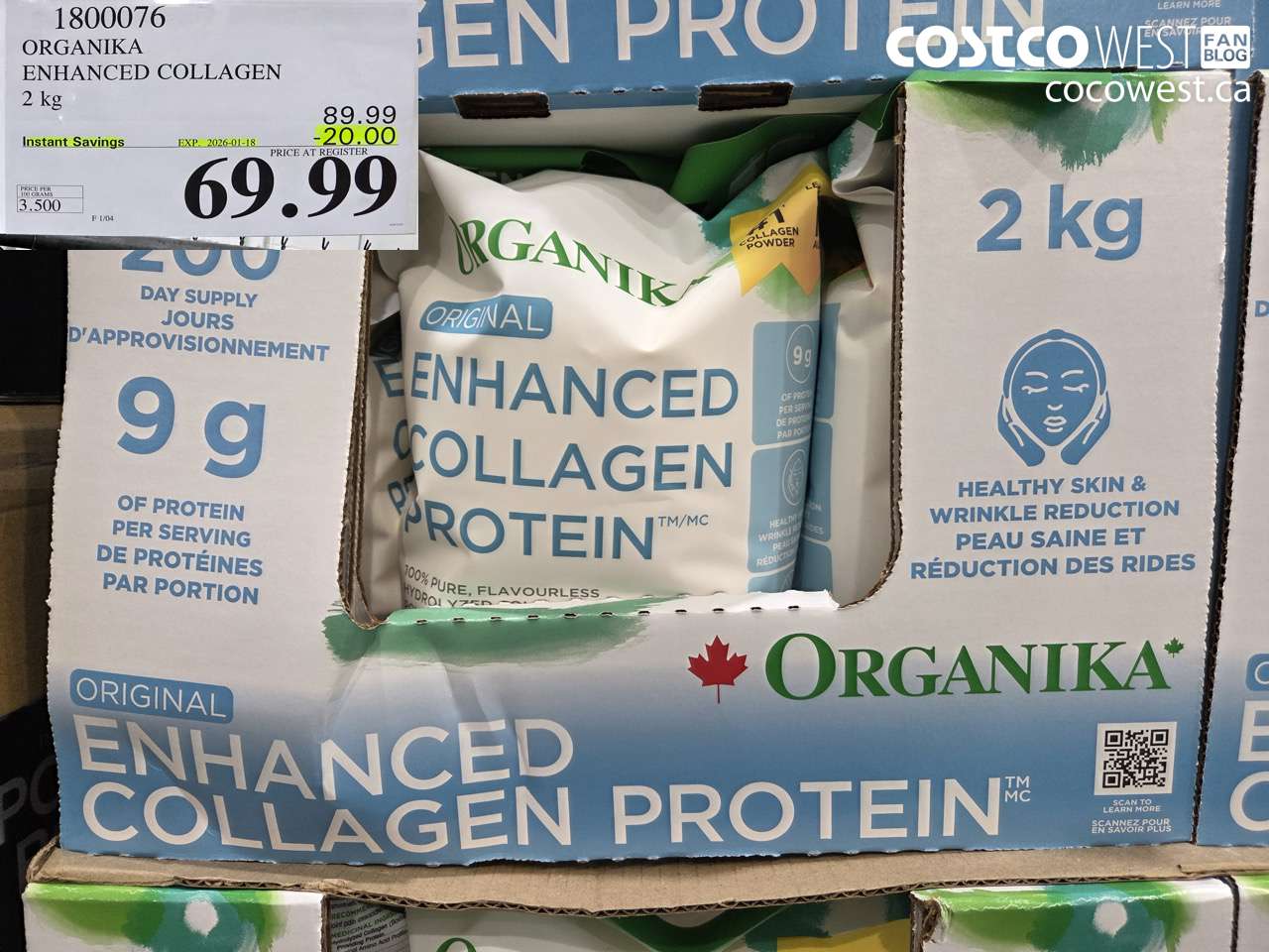 1800076 ORGANIKA ENHANCED COLLAGEN 2KG ($20.00 INSTANT SAVINGS EXPIRES ON 2026-01-18) $69.99