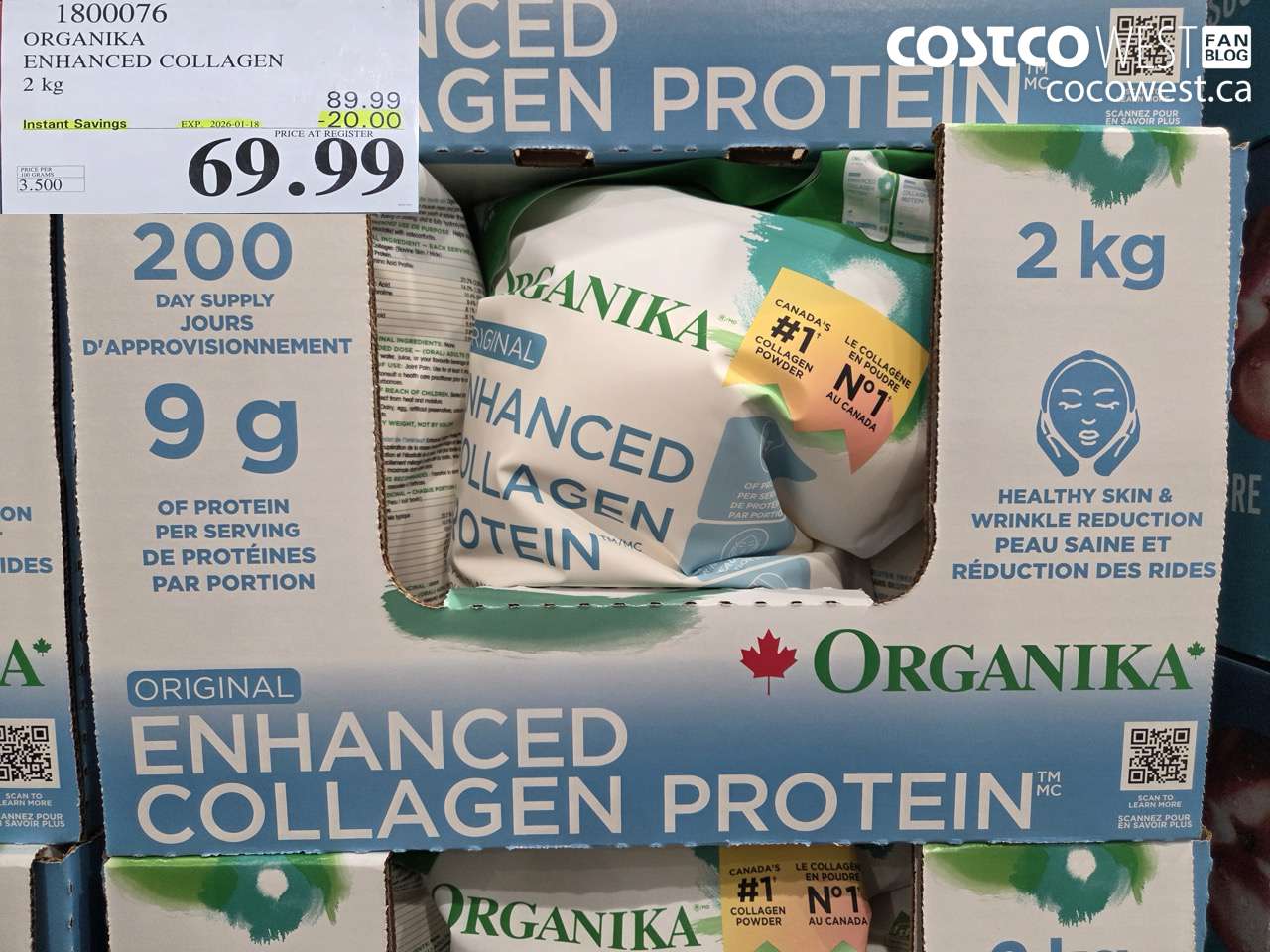 1800076 ORGANIKA ENHANCED COLLAGEN 2KG ($20.00 INSTANT SAVINGS EXPIRES ON 2026-01-18) $69.99