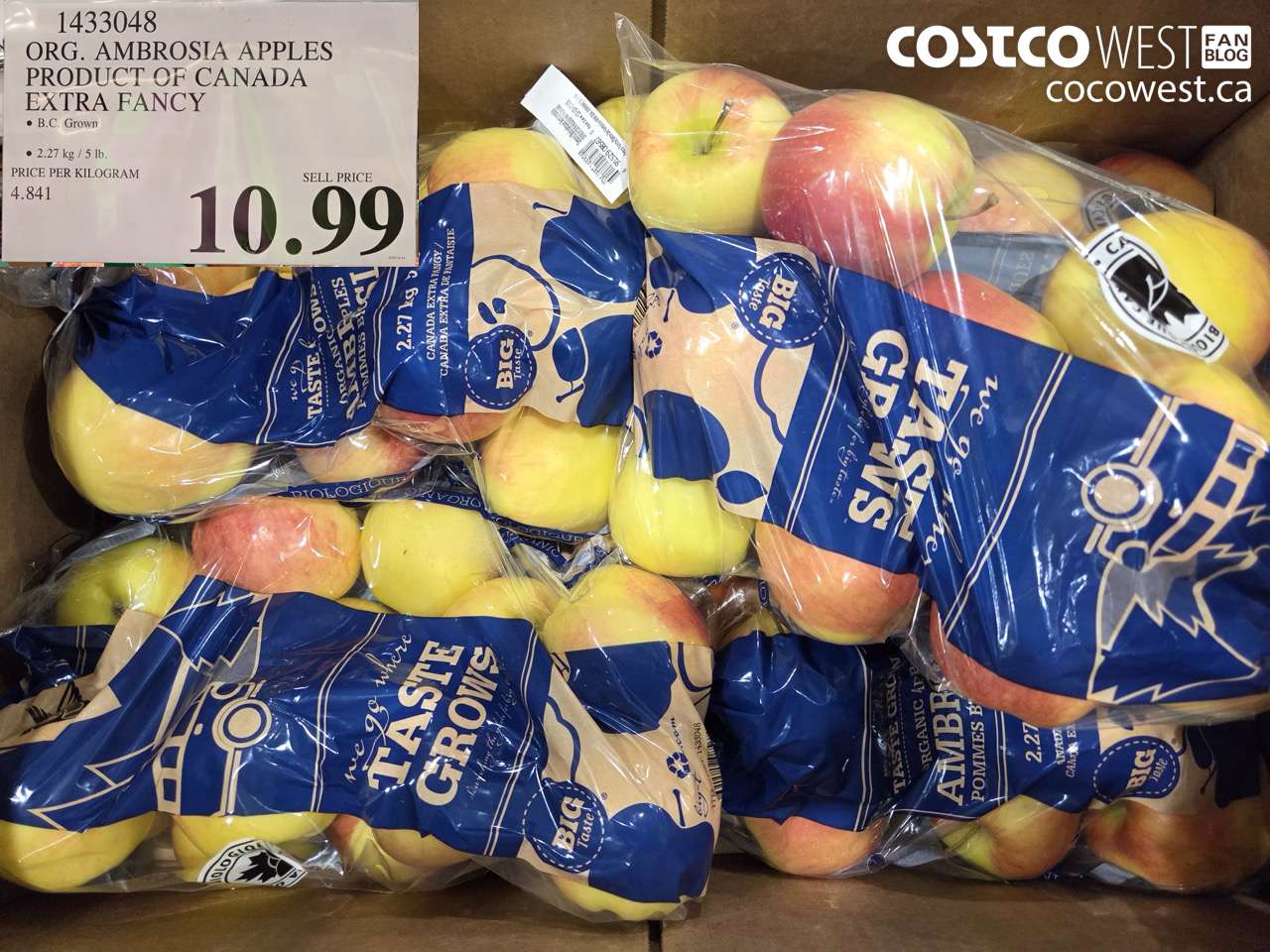 1433048 ORG. AMBROSIA APPLES PRODUCT OF CANADA CANADA EXTRA FANCY $10.99