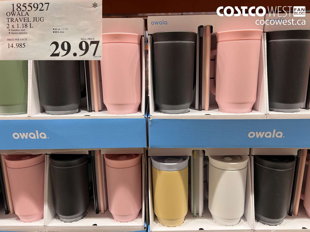 1855927 OWALA TRAVEL JUG 2 X 1.1L $29.97