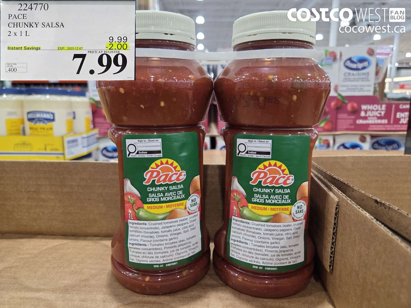 224770 PACE THICK & CHUNKY SALSA 2 X 1L ($2.00 INSTANT SAVINGS EXPIRES ON 2025-12-07) $7.99