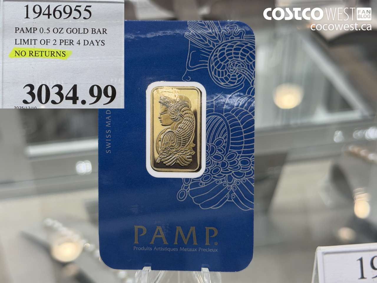 1946955 PAMP 0.5 OZ GOLD BAR LIMIT OF 2 PER 4 DAYS NO RETURNS $3034.99