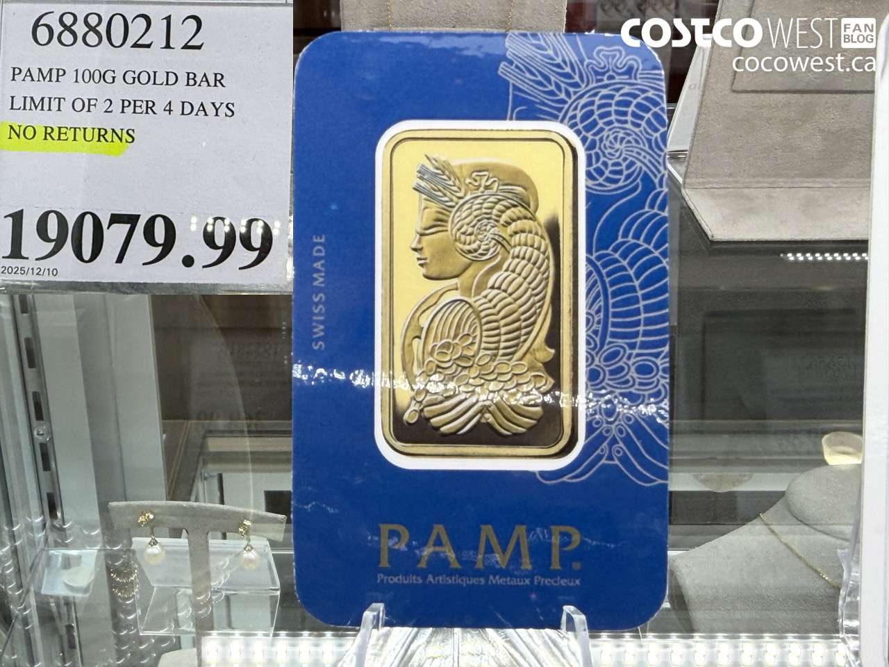 6880212 PAMP 100G GOLD BAR LIMIT OF 2 PER 4 DAYS NO RETURNS $19079.99