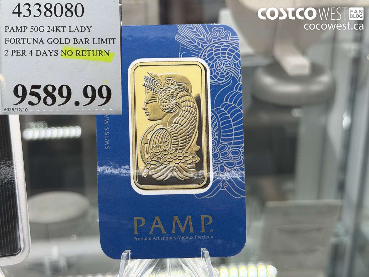 4338080 PAMP 50G 24KT LADY FORTUNA GOLD BAR LIMIT 2 PER 4 DAYS NO RETURN $9589.99
