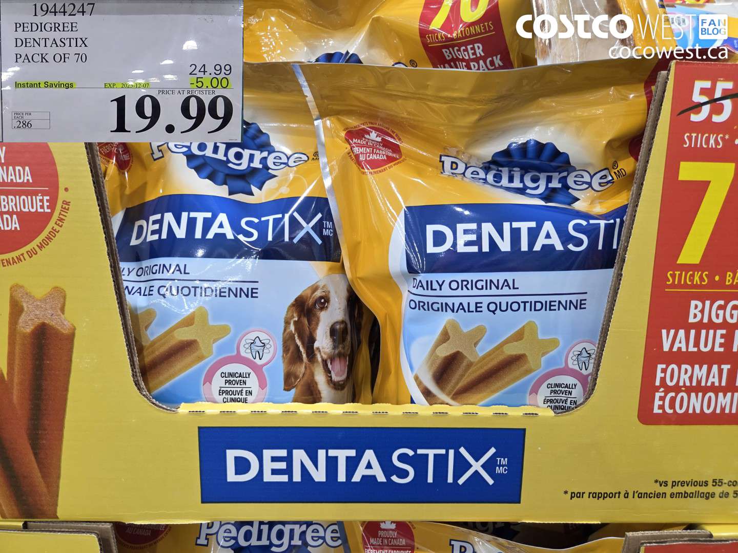 1944247 PEDIGREE DENTASTIX PACK OF 70 ($5.00 INSTANT SAVINGS EXPIRES ON 2025-12-07) $19.99