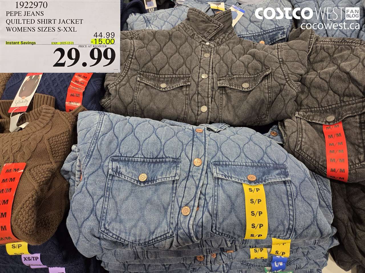 1922970 PEPE JEANS QUILTED SHIRT JACKET WOMENS SIZES S-XXL ($15.00 INSTANT SAVINGS EXPIRES ON 2025-12-21) $29.99