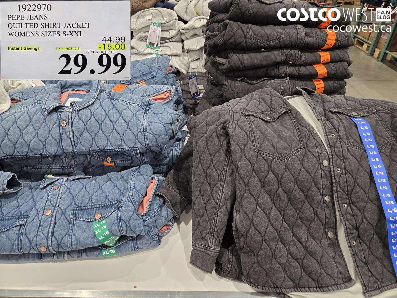 1922970 PEPE JEANS QUILTED SHIRT JACKET WOMENS SIZES S-XXL ($15.00 INSTANT SAVINGS EXPIRES ON 2025-12-21) $29.99