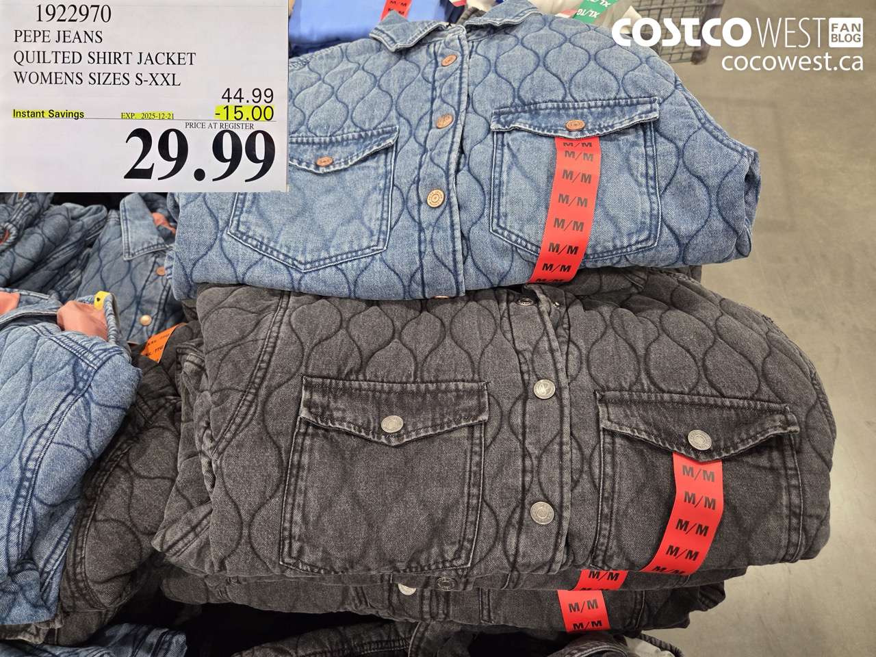 1922970 PEPE JEANS QUILTED SHIRT JACKET WOMENS SIZES S-XXL ($15.00 INSTANT SAVINGS EXPIRES ON 2025-12-21) $29.99