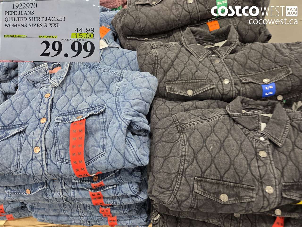 1922970 PEPE JEANS QUILTED SHIRT JACKET WOMENS SIZES S-XXL ($15.00 INSTANT SAVINGS EXPIRES ON 2025-12-21) $29.99