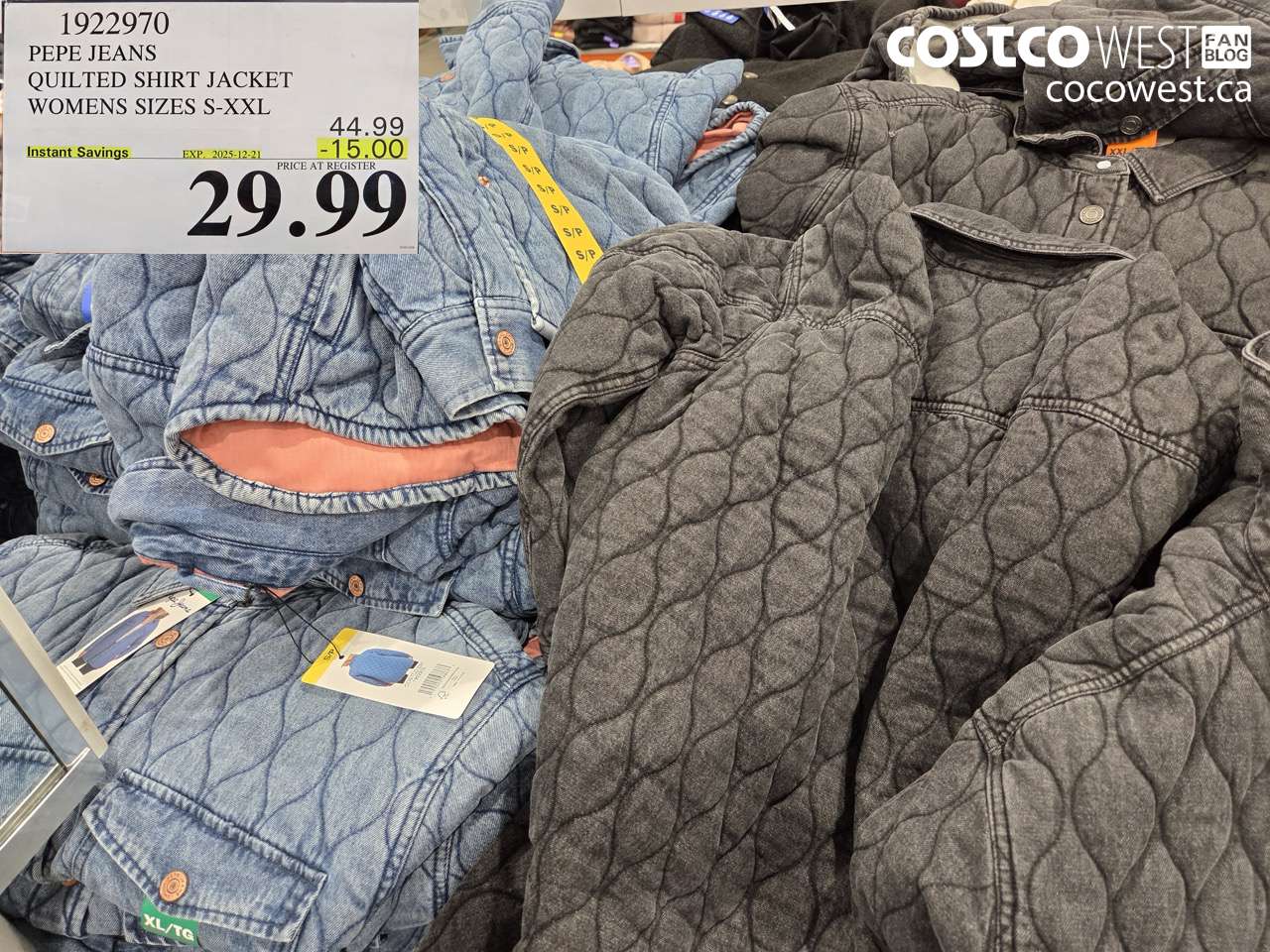 1922970 PEPE JEANS QUILTED SHIRT JACKET WOMENS SIZES S-XXL ($15.00 INSTANT SAVINGS EXPIRES ON 2025-12-21) $29.99