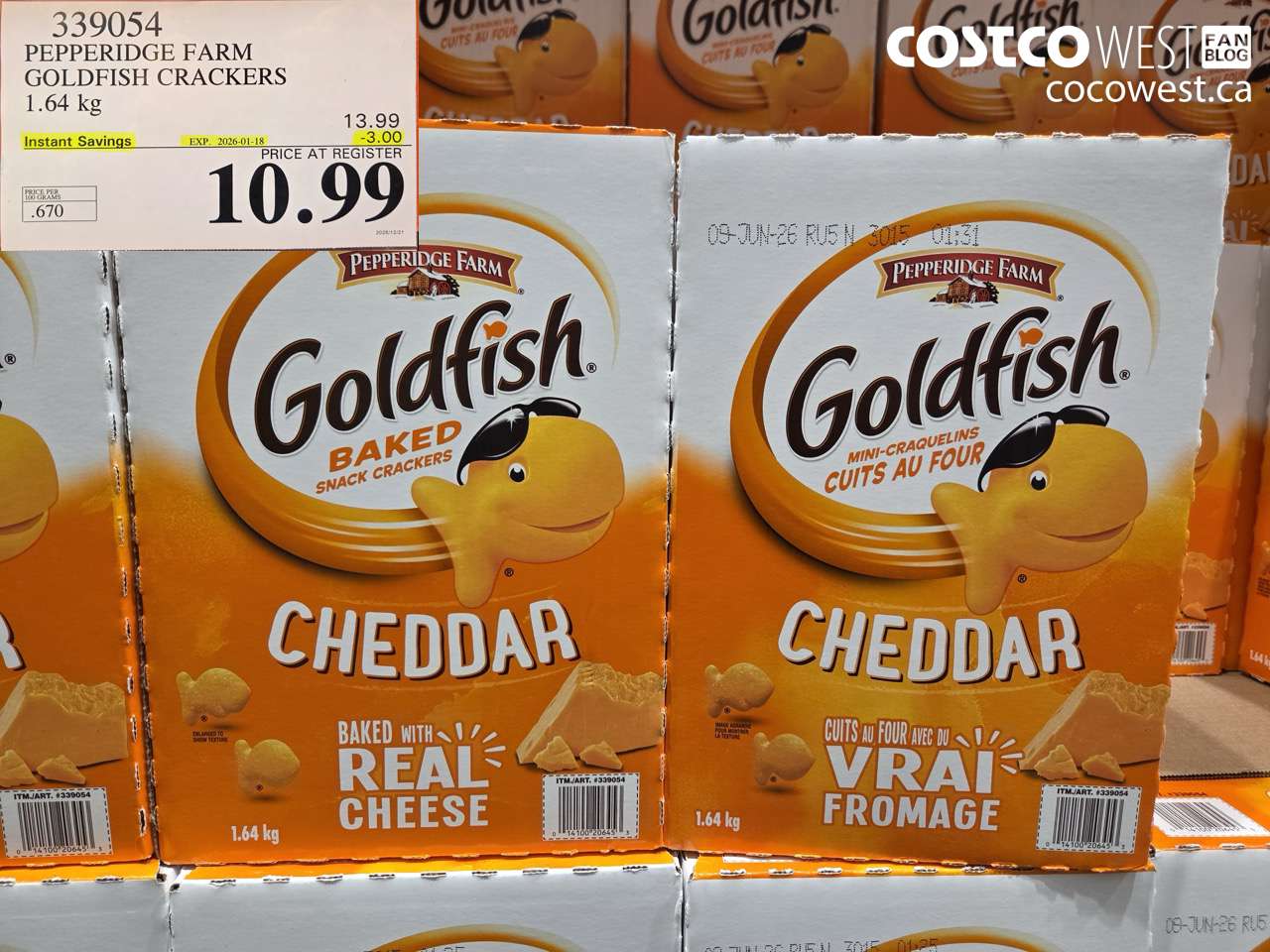339054 PEPPERIDGE FARM GOLDFISH CRACKERS 1.64 kg ($3.00 INSTANT SAVINGS EXPIRES ON 2026-01-18) $10.99