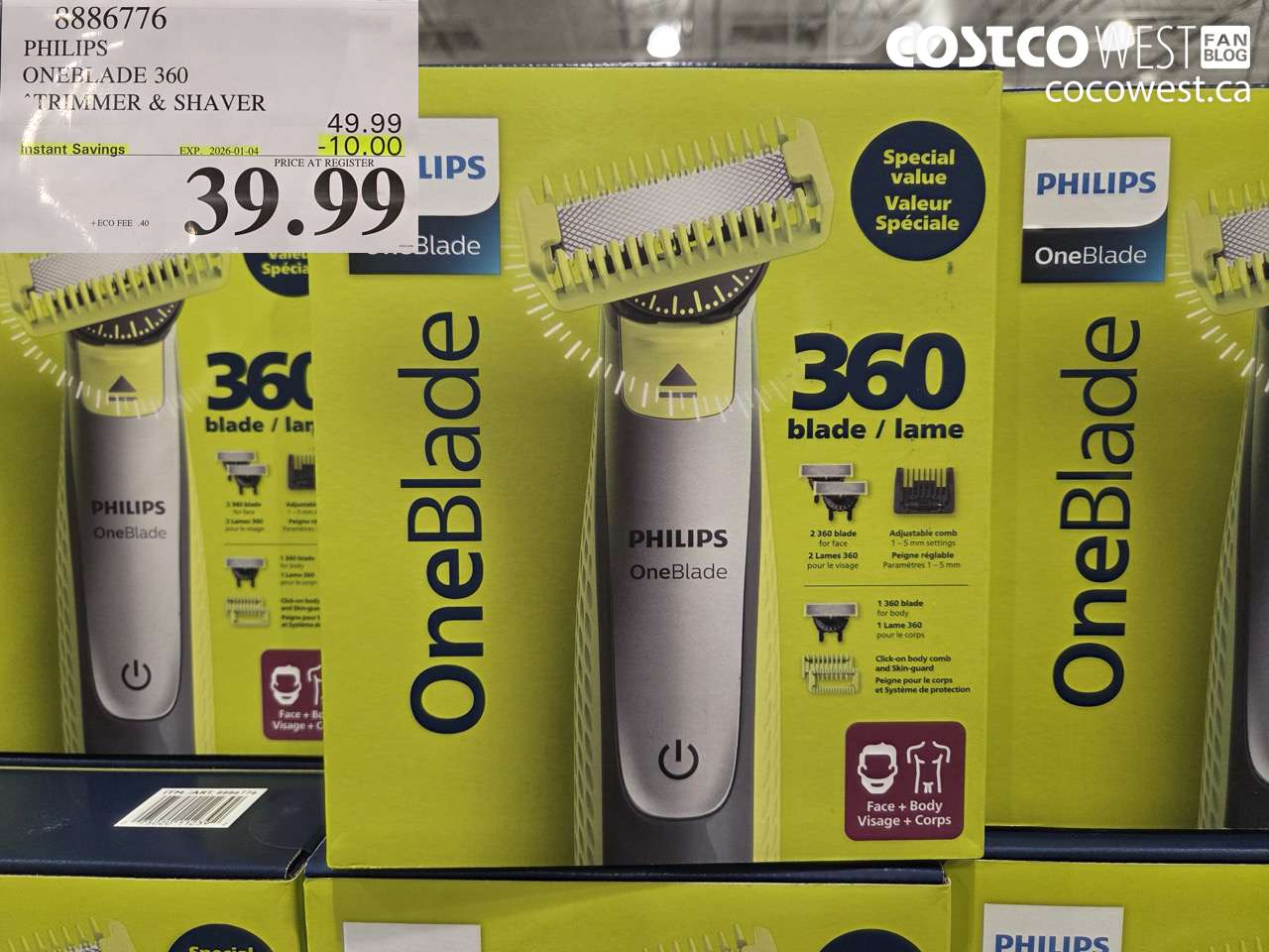 8886776 PHILIPS ONEBLADE 360 TRIMMER & SHAVER ($10.00 INSTANT SAVINGS EXPIRES ON 2026-01-04) $39.99