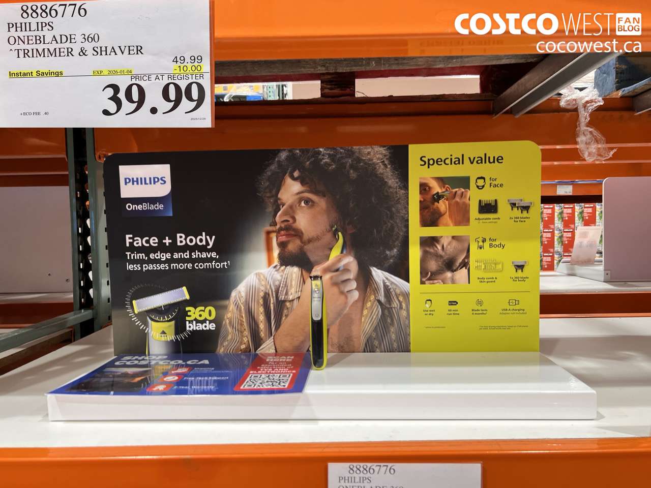 8886776 PHILIPS ONEBLADE 360 TRIMMER & SHAVER ($10.00 INSTANT SAVINGS EXPIRES ON 2026-01-04) $39.99