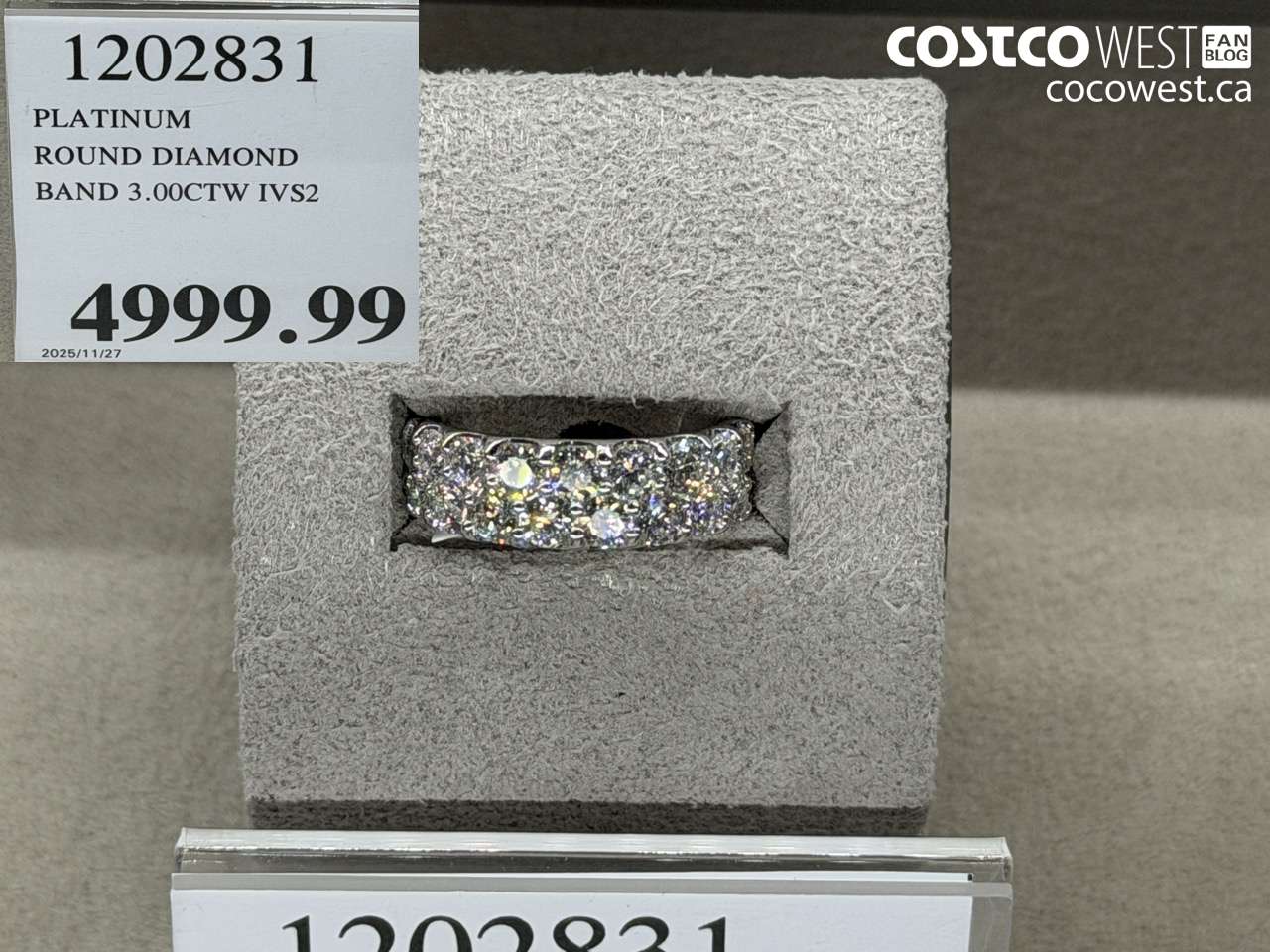 1202831 PLATINUM ROUND DIAMOND BAND 3.00CTW IVS2 $4999.99