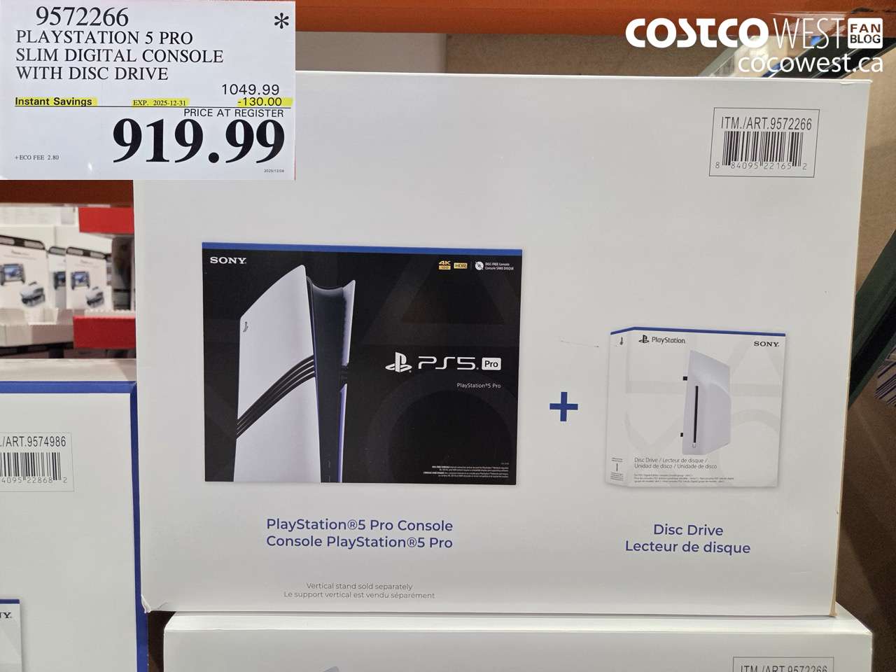 9572266 PLAYSTATION 5 PRO SLIM DIGITAL CONSOLE WITH DISC DRIVE ($130.00 INSTANT SAVINGS EXPIRES ON 2025-12-31) $919.99