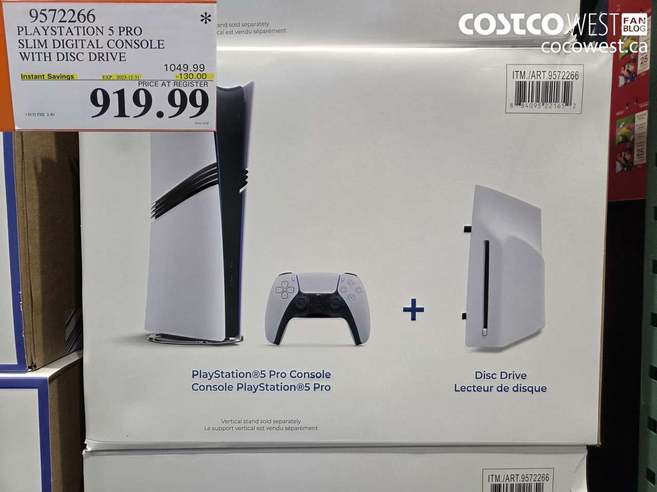 9572266 PLAYSTATION 5 PRO SLIM DIGITAL CONSOLE WITH DISC DRIVE ($130.00 INSTANT SAVINGS EXPIRES ON 2025-12-31) $919.99