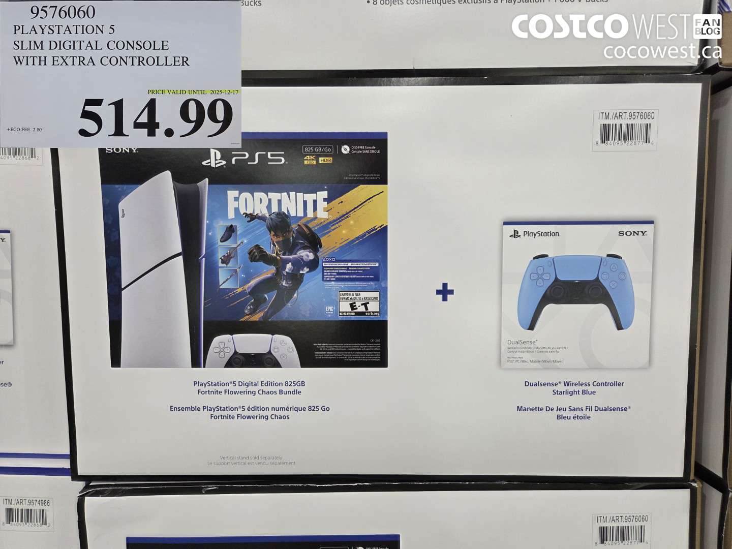 9576060 PLAYSTATION 5 SLIM DIGITAL CONSOLE WITH EXTRA CONTROLLER (EXPIRES ON 2025-12-17) $514.99