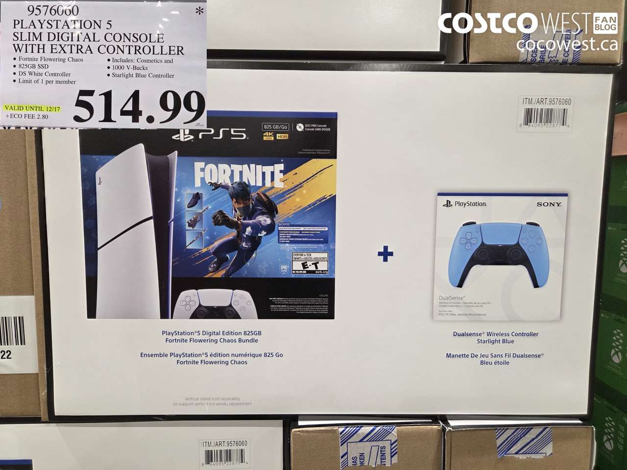 9576060 PLAYSTATION 5 SLIM DIGITAL CONSOLE WITH EXTRA CONTROLLER (EXPIRES ON 2025-12-17) $514.99