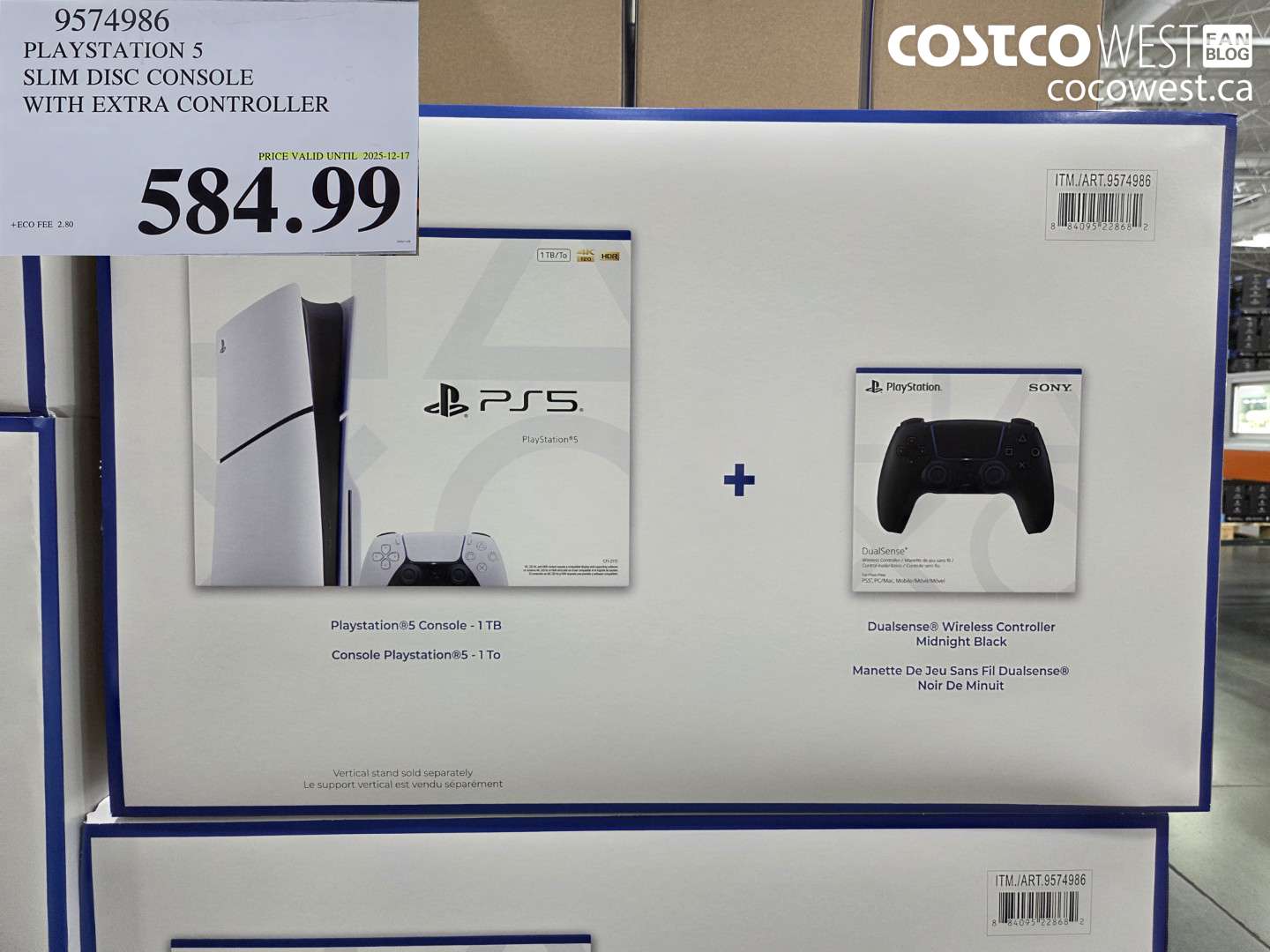 9574986 PLAYSTATION 5 SLIM DISC CONSOLE WITH EXTRA CONTROLLER (EXPIRES ON 2025-12-17) $584.99