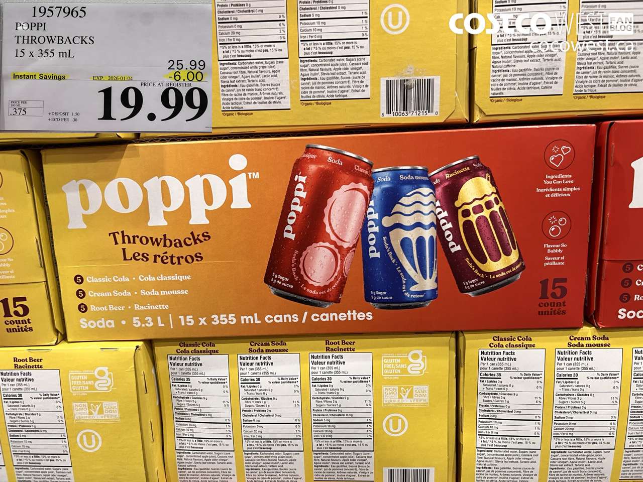 1957965 POPPI THROWBACKS 15 x 355 mL ($6.00 INSTANT SAVINGS EXPIRES ON 2026-01-04) $19.99