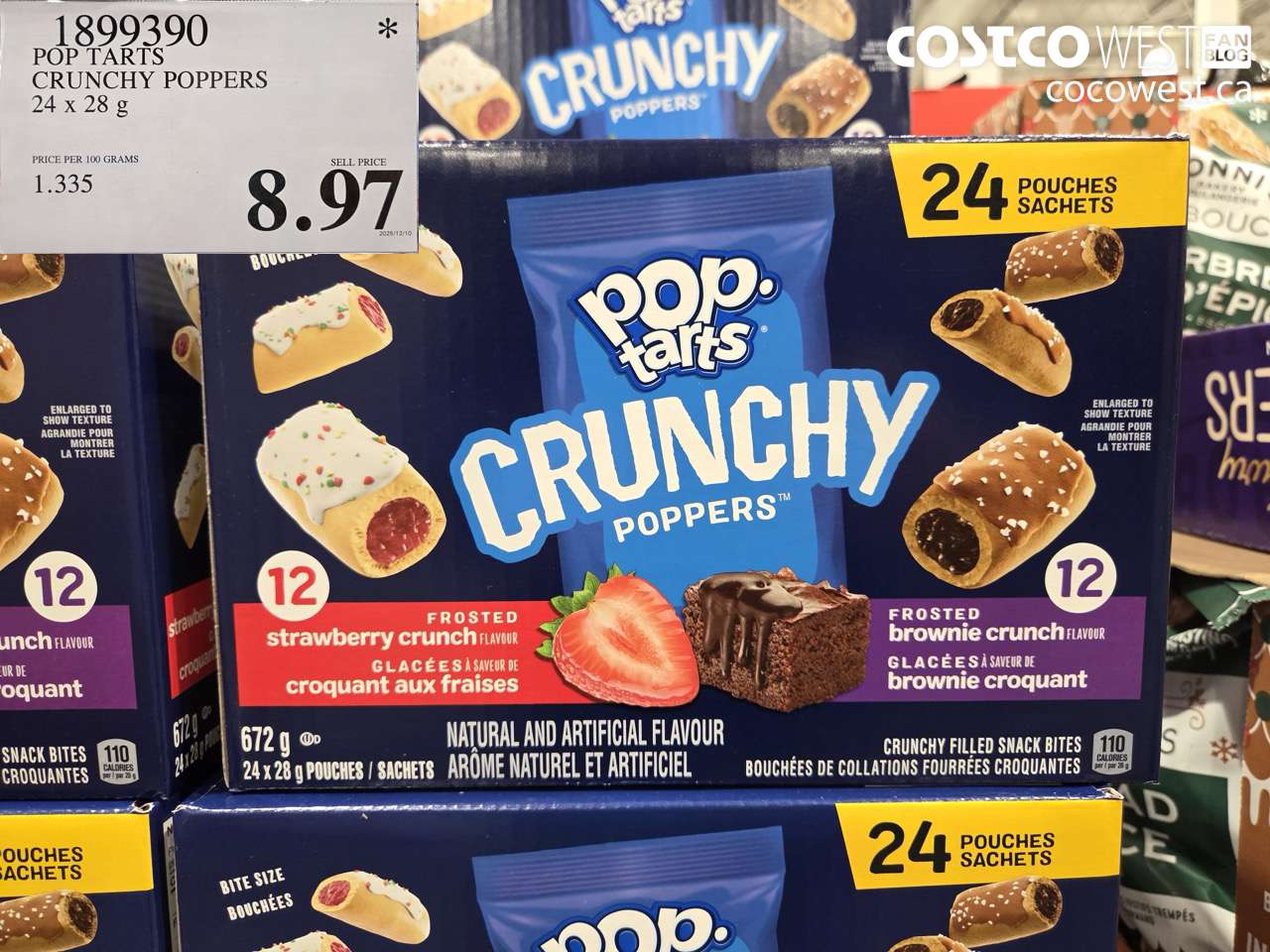 1899390 POP TARTS CRUNCHY POPPERS 24 X 28G $8.97