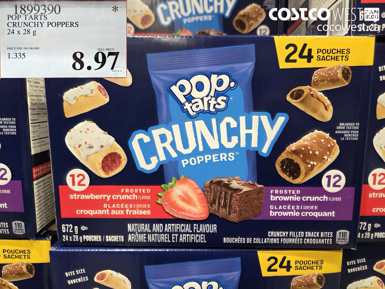 1899390 POP TARTS CRUNCHY POPPERS 24 X 28G $8.97