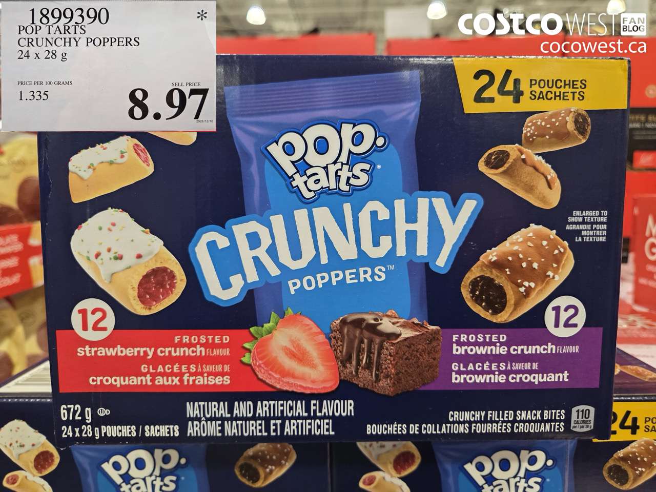 1899390 POP TARTS CRUNCHY POPPERS 24 X 28G $8.97