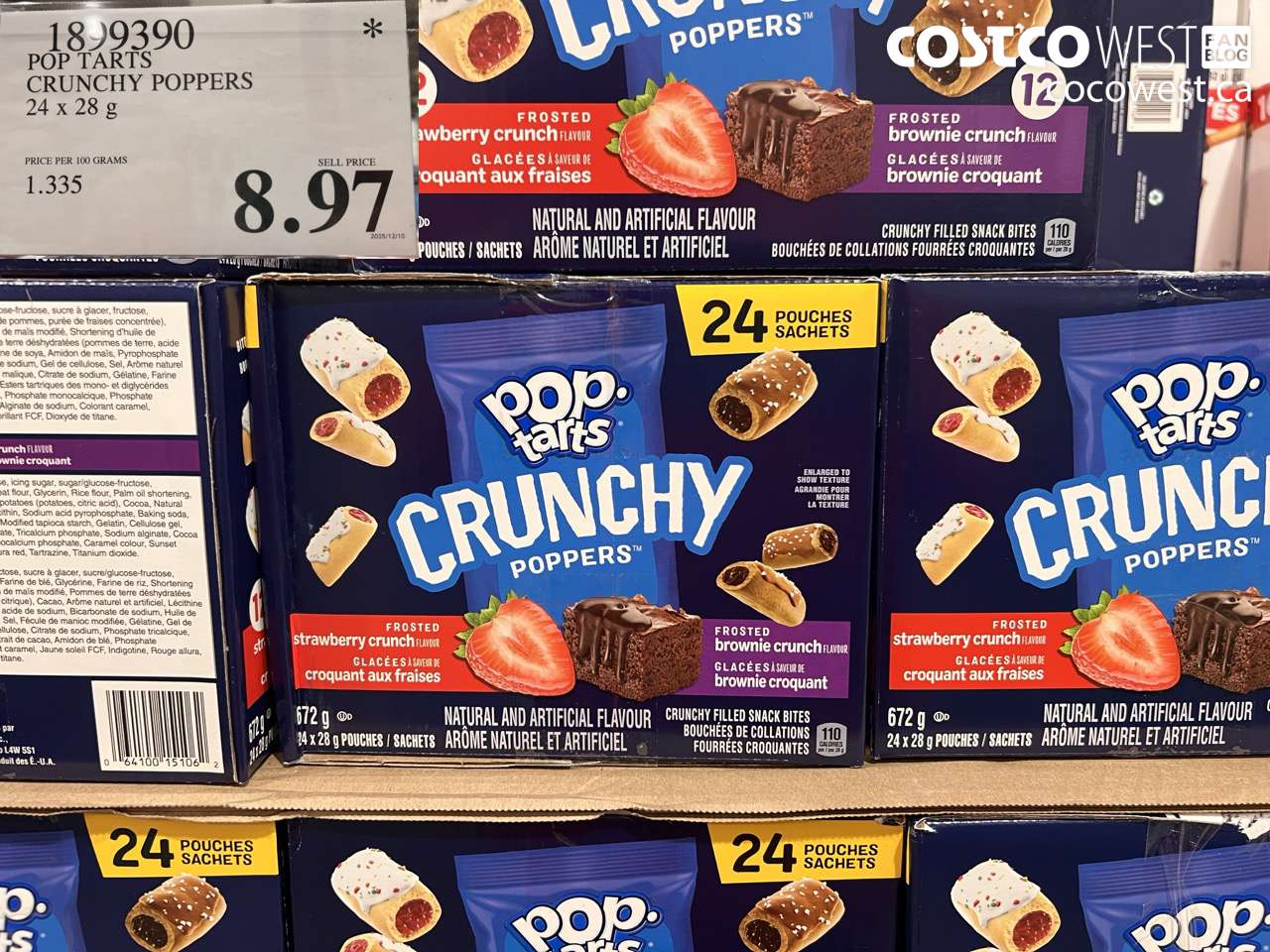 1899390 POP TARTS CRUNCHY POPPERS 24 X 28G $8.97