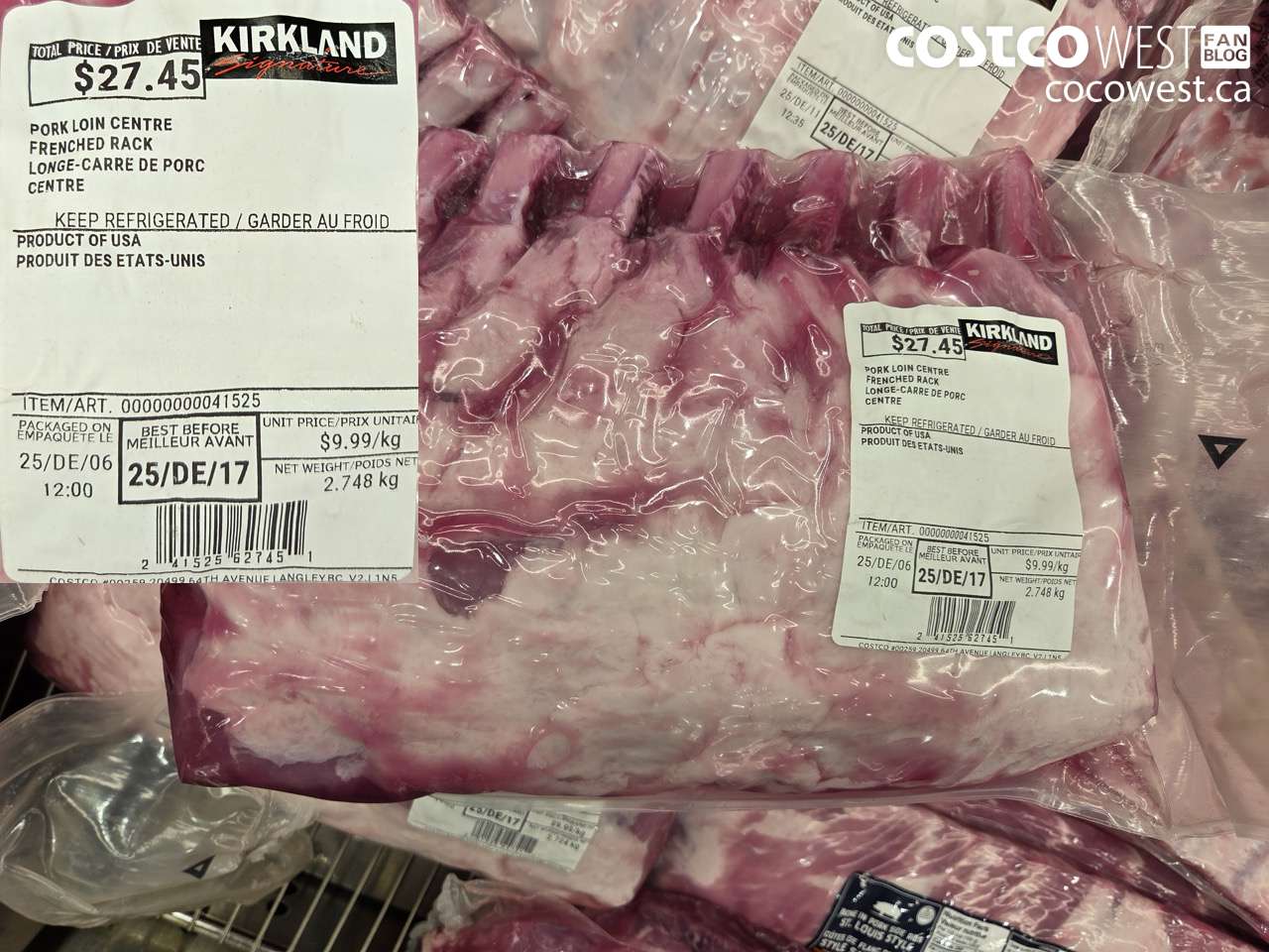 41525 PORK LOIN CENTRE FRENCHED RACK $9.99