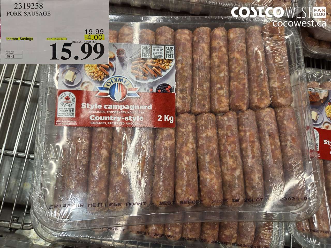 2319258 PORK SAUSAGE ($4.00 INSTANT SAVINGS EXPIRES ON 2025-12-14) $15.99