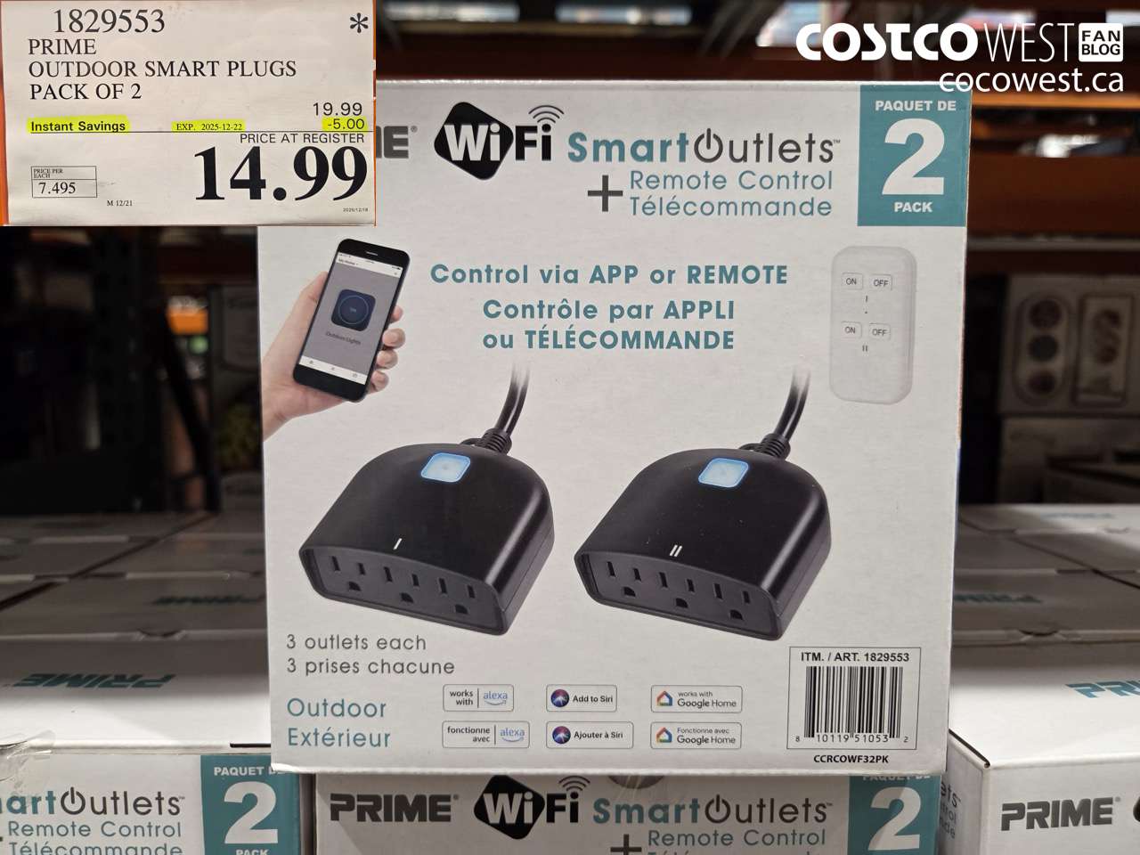 1829553 PRIME OUTDOOR SMART PLUGS PACK OF 2 ($5.00 INSTANT SAVINGS EXPIRES ON 2025-12-22) $14.99